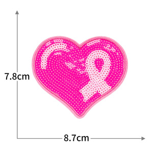 Patchs brodés thermocollants roses à paillettes pour la sensibilisation au <span class=keywords><strong>cancer</strong></span> du sein, pour chemises et chapeaux, vente en gros - Product Image 5