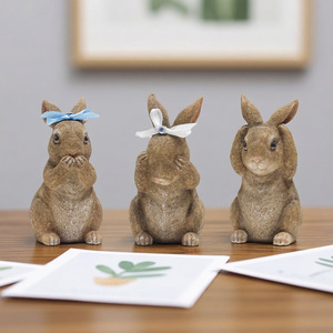 Figurine de lapin mignon en résine de polyester, décoration de Pâques pour la maison, ornement festif, statue miniature de lapin pour le bureau - Product Image 4