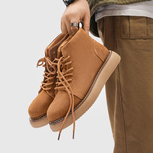 Botas de Hombre de Cuero Genuino con Cordones Delanteros, Punta Redonda, Suela de Goma, Estilo Retro, Otoño, Nuevas, Cálidas, Casuales, para Trabajo - Product Image 4