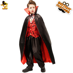 Disfraz de Chico Vampiro para Niños, Disfraz de Halloween, Traje para Representaciones Escénicas, Conjunto de Capa, Chaleco y Pantalones Rojos y Negros - Product Image 4