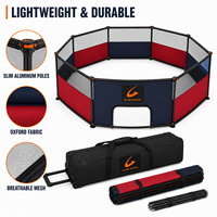 Terrain de jeu de Gaga Ball octogonal portable de 15 pieds, pliable, pour l'intérieur et l'extérieur, avec structure légère et mince en poteaux