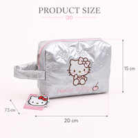 Pochette de toilette matelassée argentée avec logo personnalisé pour femmes, grande capacité, portable, organiseur de maquillage de voyage