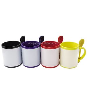 <span class=keywords><strong>Taza</strong></span> de promoción de <span class=keywords><strong>taza</strong></span> de sublimación de cerámica colorida de 11oz <span class=keywords><strong>con</strong></span> parche blanco y cuchara - Product Image 1