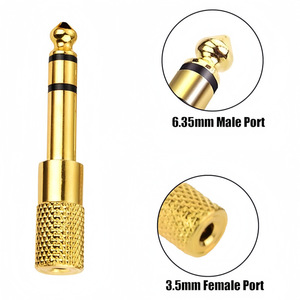 Adaptador de audio de 6,35mm a 3,5mm, conector macho a hembra de doble canal para auriculares y micrófono, convertidor de enchufe chapado en oro - Product Image 2