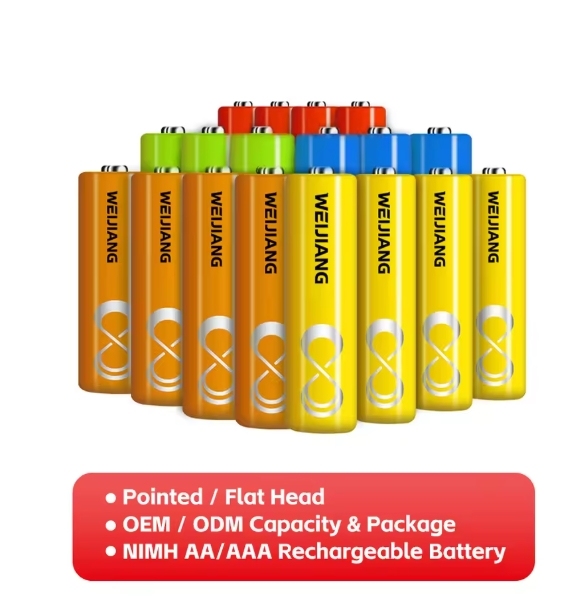 Wholesale Eco-Friendly NiMH AA 1.2V Rechargeable Batteries High Capacity 400mAh-2600mAh for Flashlight & Consumer Electronics