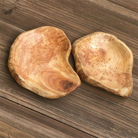 Bol à pâte décoratif en bois poli de luxe Assiette de service à salade rustique écologique à motif végétal