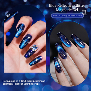 MTSSII 10ml Gel à ongles bleu réfléchissant à base d'eau, sans colle, magnétique, non toxique pour la manucure en salon - Product Image 4