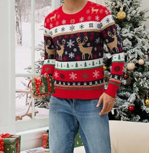 <span class=keywords><strong>Pull</strong></span> de Noël moche pour homme 100 % coton tricoté, motif renne et flocon de neige personnalisé, manches longues, pour les fêtes de fin d'année, fabrication OEM B2B - Product Image 4