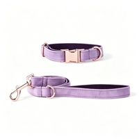 Ensemble collier et laisse pour chien en velours de luxe, kit de promenade pour animaux de compagnie, collier pour chien réglable avec quincaillerie en métal noir pour les promenades quotidiennes