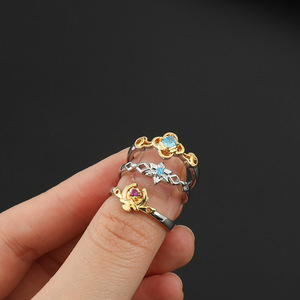 15สไตล์แฟชั่นเครื่องประดับแหวนเพชร genshin แหวนโบราณอะนิเมะ miyo <span class=keywords><strong>Mona</strong></span> เปิดปรับได้แหวนโลหะทองแดงสำหรับคู่รัก - Product Image 6