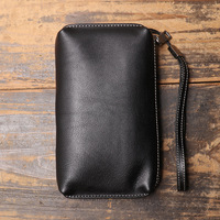 Dompet Kulit Asli Pria dengan Ritsleting, Gaya Urban Simpel, Desain Ringan untuk Penggunaan Sehari-hari