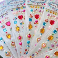 Stiker Permata Akrilik, Perhiasan Wajah untuk Pertunjukan Anak Perempuan, Stiker Wajah Kristal Warna-warni untuk Riasan DIY Anak-anak
