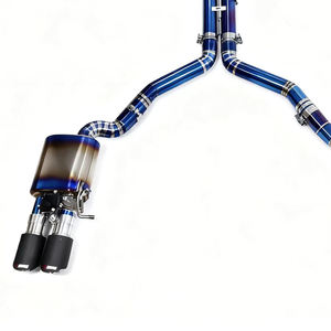 Système d'échappement à soupapes intermédiaires et arrière en alliage de titane de luxe GDR de 1,2 mm d'épaisseur avec embouts en fibre de carbone forgée ablatifs bleus et télécommande - Product Image 6