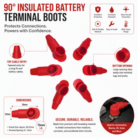 Protège-borne de batterie rouge en forme de L pour câble de démarrage, isolation et protection du bornier positif de batterie de voiture, camion ou bateau