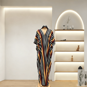 Nouvelle Robe Femme Élégante Grande Taille 2026, Style Décontracté, Col Ample Ajustable, Imprimé Ethnique Rayé <span class=keywords><strong>Africain</strong></span>, Type <span class=keywords><strong>Boubou</strong></span> Kaftan - Product Image 5