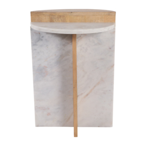 Tavolino d'appoggio in legno e marmo per camera da letto, comodino decorativo, tavolino compatto per arredamento casa o soggiorno - Product Image 3