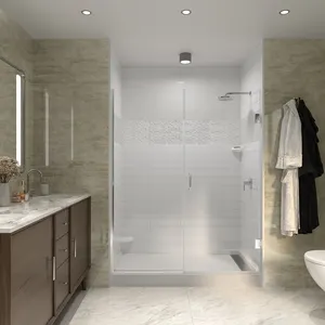 Cabine de banho com dobradiça de vidro temperado sem moldura para chuveiro, porta de chuveiro, com orçamento por atacado