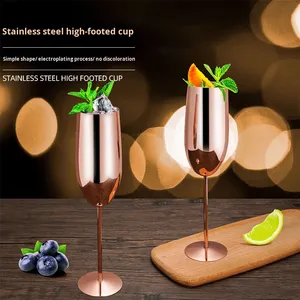 Luxury Design Gold <b>Stainless</b> Steel Long Stem 250Ml Eco-Friendly Durable <b>Glasses</b> Sanding Process for Business Gifts - Product Image 4