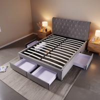Lit de rangement moderne en cuir et tissu capitonné Prado avec design diamant, imperméable et résistant à l'usure XDS SOB1093 pour mobilier de chambre