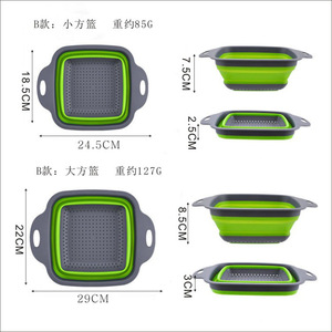 Ensemble d'égouttoirs de cuisine en silicone de qualité alimentaire, panier à fruits et légumes avec <span class=keywords><strong>passoire</strong></span> pliable et poignée - Product Image 6