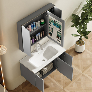 Mobile Bagno Sospeso di Alta Qualità con Lavabo e Specchio LED Integrato - Mobiletto da Bagno Sospeso - Product Image 3