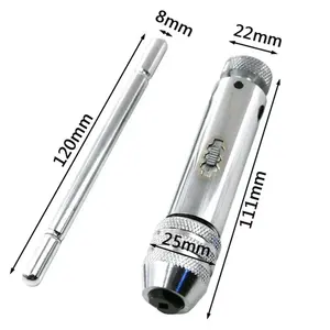 Clé à cliquet réglable pour tarauds M3-M8 (3-8mm) à poignée en T pour charpentier, outil de machiniste avec <span class=keywords><strong>taraud</strong></span> à vis réversible, personnalisable - Product Image 6