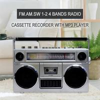 Grande Lectrice de Cassette Radio Double Rechargeable HD, Modèle Ancien Années 90, avec Enregistrement Sonore