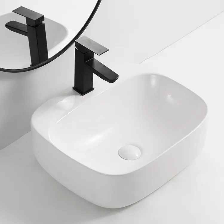 high quality white counter type wash basin lavabo ceramic art basin bathroom sink