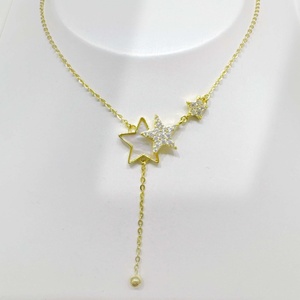 Collar con colgante de gota de agua en plata 925, chapado en oro amarillo, delicado, para uso diario, para mujer. - Product Image 4