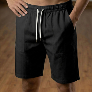 Shorts de sport décontractés pour hommes en velours côtelé à carreaux, taille haute élastique, écologiques, séchage rapide, respirants, avec poche - Product Image 4