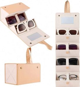 Estuche Organizador de Gafas de Sol Portátil de Viaje con 4/5 Ranuras, Estuche para Múltiples Gafas de Sol, Estuche de Almacenamiento de Gafas de Cuero (Muestra Gratis) - Product Image 1