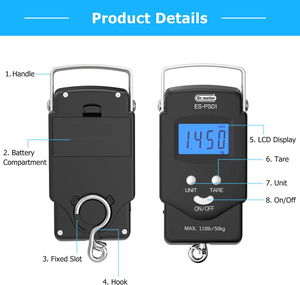 Balance numérique pour <span class=keywords><strong>poisson</strong></span> avec écran LCD rétroéclairé 110 lb/50 kg - Product Image 2