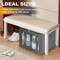 Organisateur de chaussures en tissu rectangulaire gris, lot de 2, anti-poussière, séparateurs réglables, empilable, pliable, capacité de 24 paires