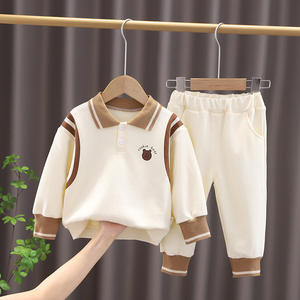 Ensemble de vêtements pour bébés garçons, sweat-shirt, polo pour tout-petits, coton biologique, ensemble pantalon deux pièces pour garçons, enfants - Product Image 1