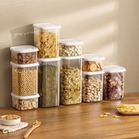 Boîte de rangement alimentaire transparente avec couvercle blanc, organisateur de garde-manger transparent, boîte pour aliments secs, pâtes, noix