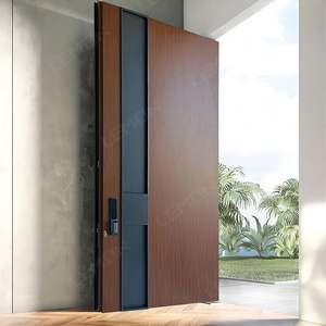 Современная роскошная входная дверь с деревянным зерном Дубай вилла защищенная алюминиевая Поворотная Передняя качели открытый стиль - Product Image 4