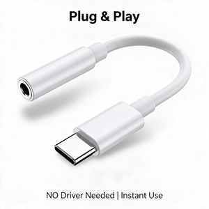 Adaptador de Audio Tipo C a Conector de Auriculares de 3.5 mm, Cable Convertidor con Sonido HiFi sin Pérdidas para Teléfonos Inteligentes Android, Tabletas y <span class=keywords><strong>PC</strong></span> - Product Image 1