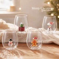 Mug en verre 3D de Noël, motif bonhomme de neige et homme en pain d'épices, cadeau de fêtes, en verre borosilicate haute résistance, simple paroi, écologique