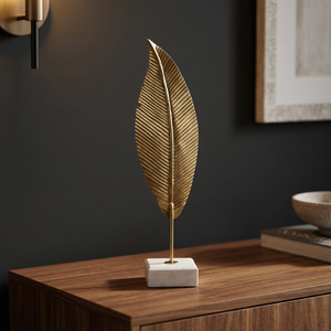 Modern Aluminum High Leaf Sculpture Gold Plated Handmade Eco-Friendly Durable Artistic Tabletop Decor for Living Room Home - Product Image 2