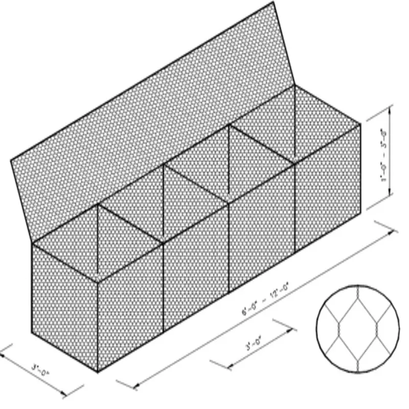 1x1x2 cas de gabion inondation décorative contrôle mural treillis métallique hexagonal 1x1 boîte de gabion Filet Rock Stone boîte de gabion