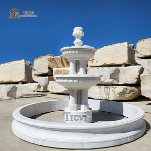 Fuente de agua de mármol blanco de 2 niveles tallada a mano <span class=keywords><strong>TREVI</strong></span>, fabricante de fuentes circulares para decoración de jardín exterior y entrada de vehículos. - Product Image 6