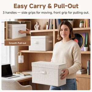 Fabric <b>Storage</b> <b>Bins</b> with Lids 20L Capacity Collapsible & Stackable Closet <b>Storage</b> - Product Image 5
