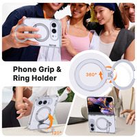 Étui magnétique pliable effet seconde peau avec anneau rotatif à 360° et charnière à rebond automatique, antichoc pour iPhone Duo 18 Fold, protection intégrale