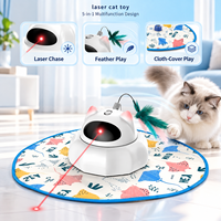 QKEE Grosir Kustom OEM Mainan Laser Kucing Otomatis USB Isi Ulang dengan Bulu Bergerak & Penggoda Permainan Sembunyikan-Cari untuk Kucing