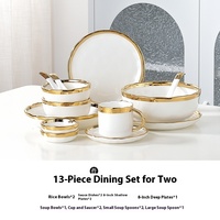 Service de table élégant en céramique plaqué or avec assiettes rondes et ovales pour banquets de mariage et cadeaux de pendaison de crémaillère