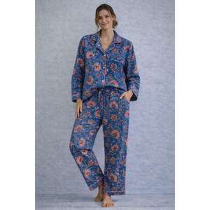 Conjunto de Pijama de Algodón Estampado para Mujer, Ropa de Dormir Suave, Transpirable y Cómoda, Ropa Casual para Estar en Casa, Elegante - Product Image 1