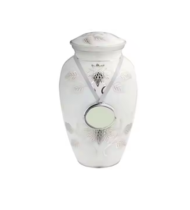 Haute qualité indien blanc tournesol Turquoise Floral acier métal crémation urne cendres stockage pour adultes bien-aimé fournitures funéraires - Product Image 3
