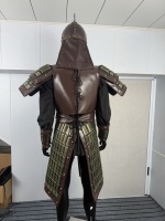 Ensemble d'armure lamellaire de général chinois antique, casque sculpté, costume de guerrier complet pour homme, LARP, cosplay, Halloween, scène