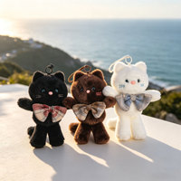 Gantungan Kunci Boneka Kucing Lari Isi Kapas PP Lapisan Jala Dapat Dicuci Aksesoris Unisex untuk Mesin Cakar