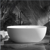 Baignoire autoportante en acrylique blanc de luxe à surface solide entretien facile motif ovale pour hôtel trempage taille adulte